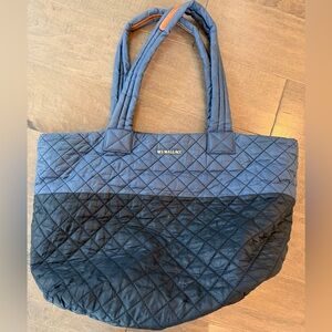 MZ Wallace Medium Two-Tone Quilted Tote in Navy and Black